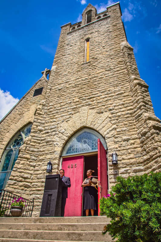 Christ Episcopal Church Complex, 425 Cherry St. Green Bay
Green Bay Mayor Jim Schmitt speaks at the event to commemorate to Church being added to the historic register.