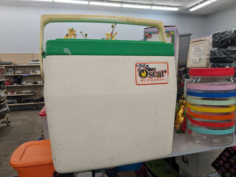 A "Oscar by Coleman" Cooler on sale at a Goodwill thrift store