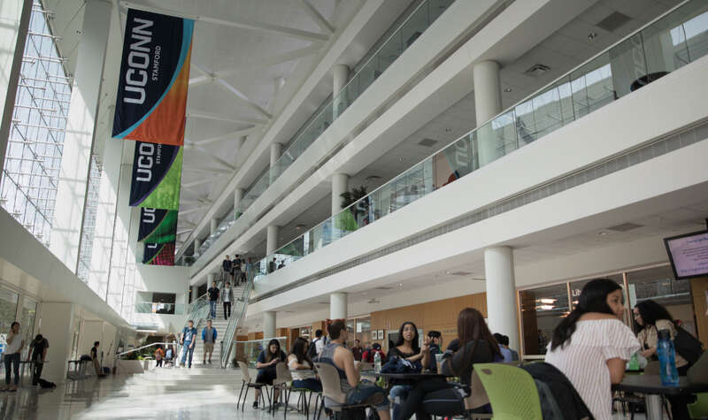 
500px provided description: The concourse of UConn Stamford, first day of the Fall 2017 semester. [#urban ,#modern ,#university]