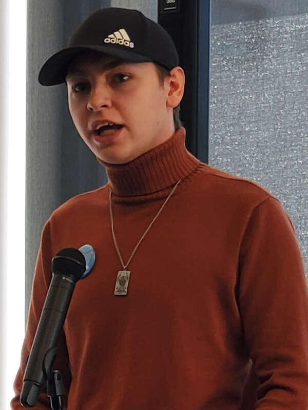 Bowling Green City Councilperson, Damon Sherry, speaks at the College Democrats of Ohio Convention, April 2024. They are the first openly queer &amp; nonbinary member of the Bowling Green City Council.