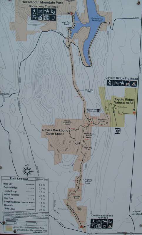 Map from Devil's Backbone Open Space area in the Larimer County, Colorado