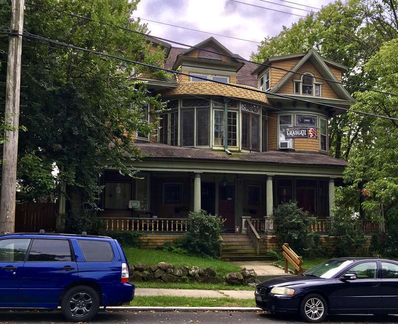The Dr. Isaac Funk House, 6-8 The Boulevard (corner Deems Avenue), in the Westerleigh section of Staten Island, New York, September 2020. The Queen Anne style is not well represented among the works of Buffalo-based architect John Hopper Coxhead