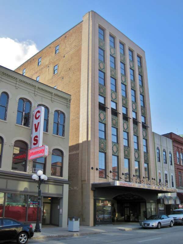 Ensenbergers Building in the Bloomington Central Business District (1926). It was the last building designed by Arthur Pillsbury, who died in an automobile accident in October 1925 before its completion. It was built for carpenter Gustave A.