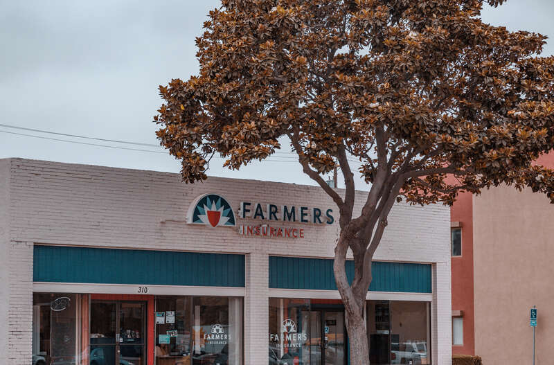 A Farmers Insurance company office along Main Street in Santa Maria, California.