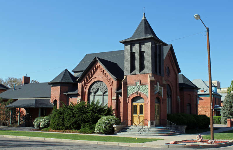 The First Methodist Episcopal Church, located at 400 Broadway in Pueblo, Colorado. The property is listed on the National Register of Historic Places.
