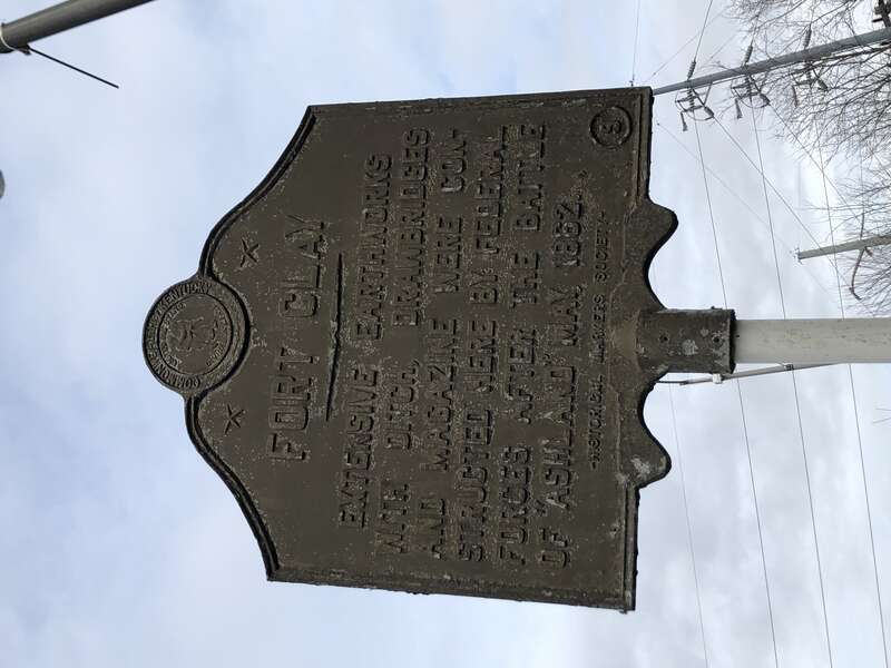 Historical Marker number 9 marks the site of Fort Clay, one of two Union fortifications constructed in Lexington, KY during the Civil War. It was constructed after the Battle of Ashland, May 1862.