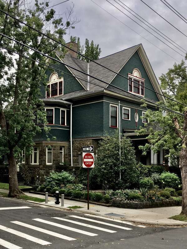 The Frank Burt House, 42 The Boulevard (corner Deems Avenue), in the Westerleigh section of Staten Island, New York, September 2020. Designed by the firm of Carlin &amp; Coxhead, the house was built about 1897 and is certainly a more conventional