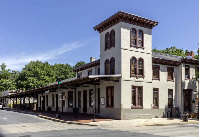 The former B&amp;O train station South Market Street, Frederick, Maryland, USA