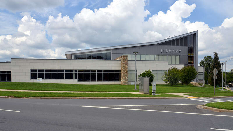 The side of Gaithersburg Library facing Montgomery Village Avenue. This is the part of the building you are most likely to see if you are driving by. This library is operated by Montgomery County Public Libraries. 18330 Montgomery Village Avenue,