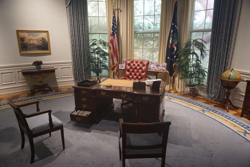 The Oval Office replica at the George H.W. Bush Presidential Library and Museum in College Station, Texas (United States).
