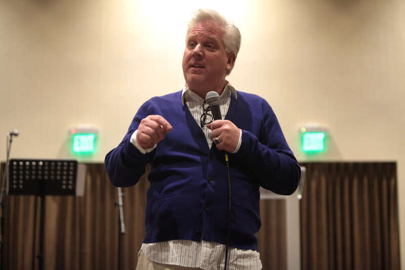 Glenn Beck speaking with attendees at an event titled "An Evening Devotional on the U.S. Constitution" in Mesa, Arizona. Please attribute to Gage Skidmore if used elsewhere.