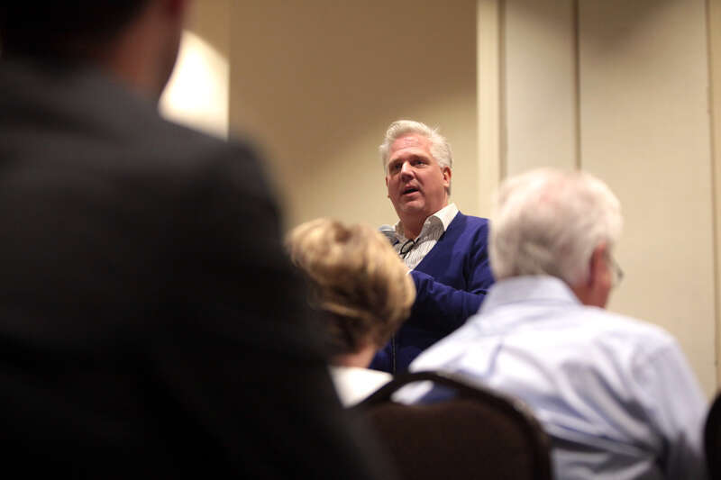 Glenn Beck speaking with attendees at an event titled "An Evening Devotional on the U.S. Constitution" in Mesa, Arizona. Please attribute to Gage Skidmore if used elsewhere.