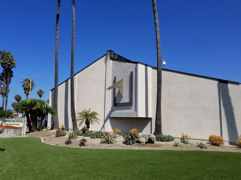 Sundial on the side of a Huntington Beach Fire Department station