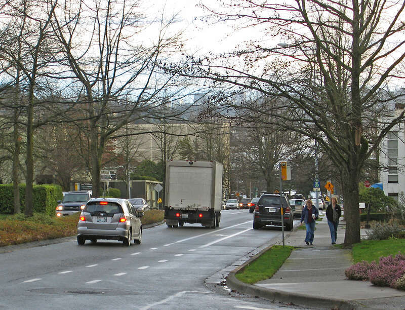 a bus stop, bike lane and sidewalk illustrate a "complete street" in Kirkland that serves all users.
This work is licensed under a
Creative Commons Attribution 3.0 United States License.

Please Attribute to: Brett VA