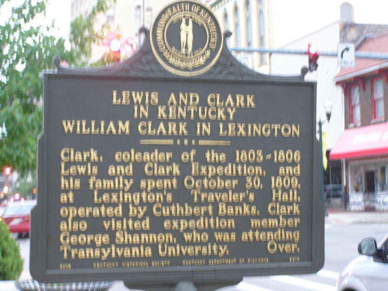 Lewis and Clark in Kentucky
William Clark in Lexington

Clark, co leader of the 1803-1806 Lewis and Clark Expedition, and his family spent October 30, 1809, at Lexington's Traveler's Hall, operated by Cuthbert Banks. Clark also visited expedition