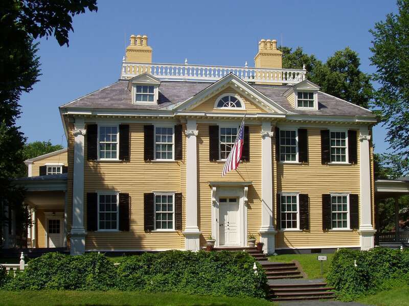 Longfellow National Historic Site, also known as the Vassall-Craigie-Longfellow House, in Cambridge, Massachusetts. This house was George Washington's headquarters for 10 months in the Revolutionary War, and noted poet Henry Wadsworth Longellow's