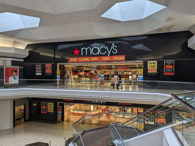 The interior entrance to Macy's at Lakeforest Mall. Macy's is closing in March of 2023 and is having a store closing sale.  701 Russell Avenue, Gaithersburg, Maryland.