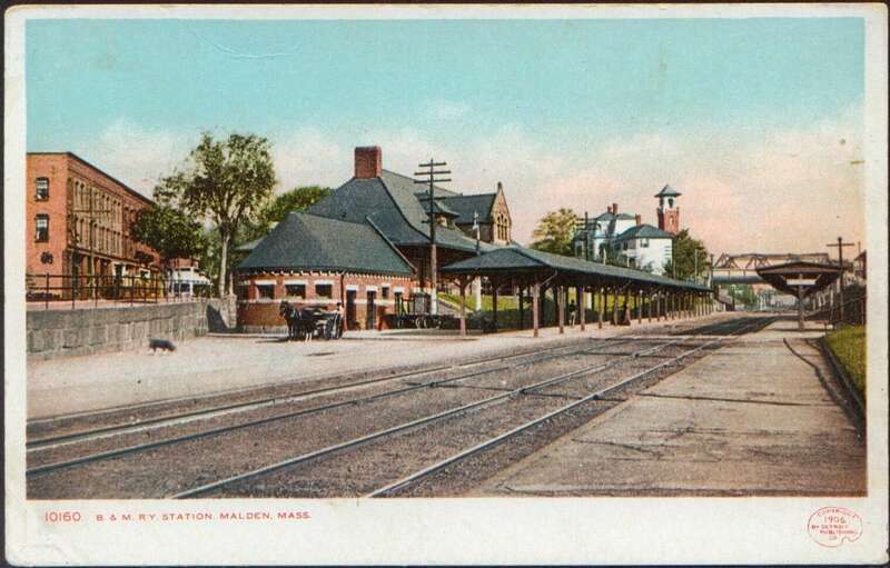 Divided back postcard of Malden station