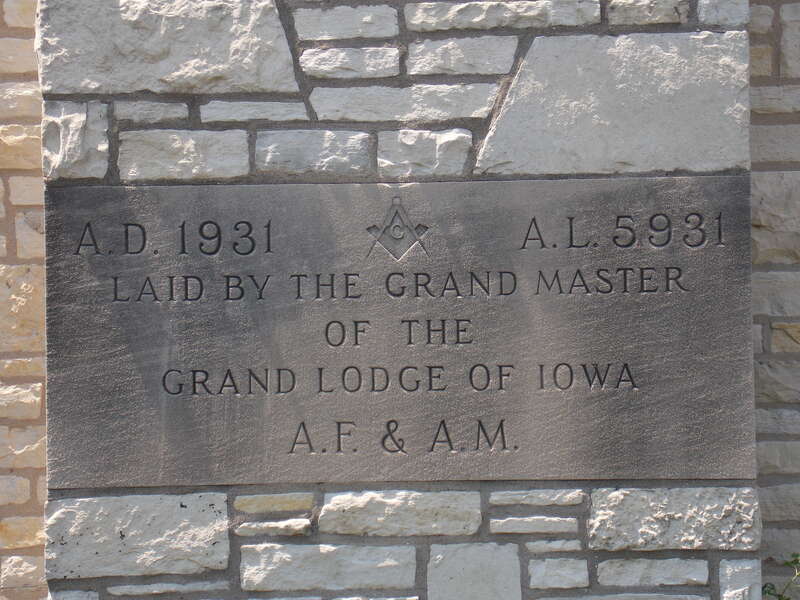 The cornerstone of the  Masonic Temple in Dubuque, Iowa, a contributing property in the Jackson Park Historic District.