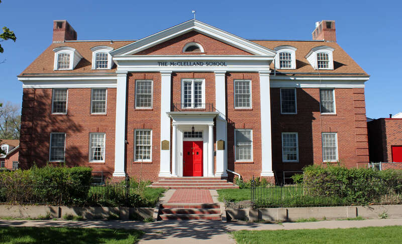 The McClelland Orphanage, located 415 East Abriendo Avenue in Pueblo, Colorado. The property is listed on the National Register of Historic Places. Its contemporary use is as a school: McClelland School.