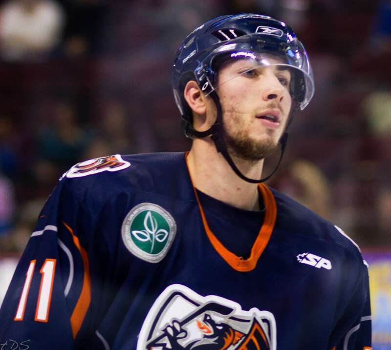 Michael Pelech with the Ontario Reign in 2011 during a game vs. the Bakersfield Condors.