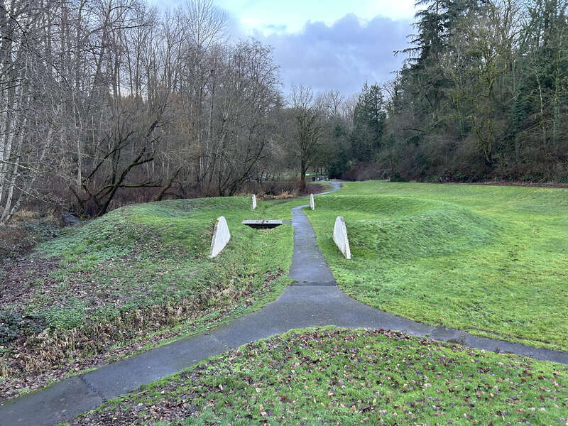 Split Ring at the Mill Creek Canyon Earthworks, a public park in Kent, Washington.