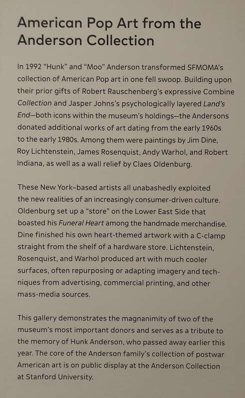 Museum label, "Open Ended" galleries, Floor 3, SFMOMA, as of May 29, 2024.