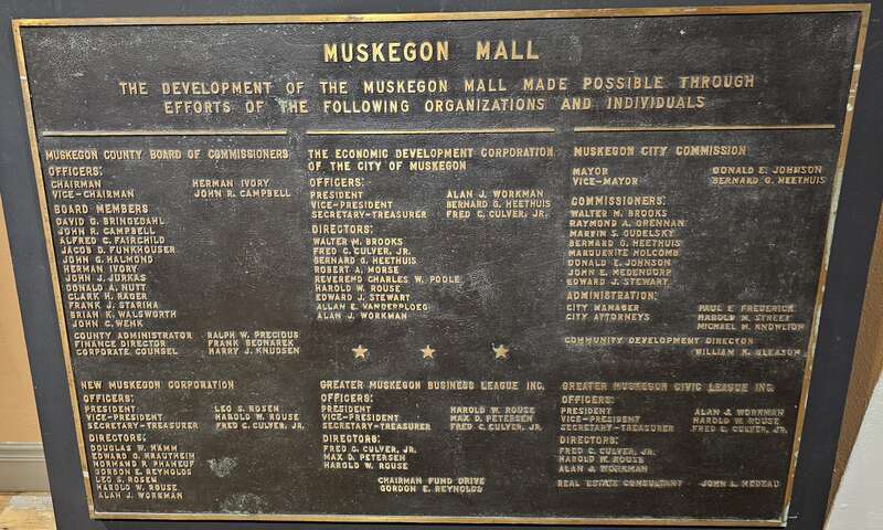 Plaque from the Muskegon Mall at the Muskegon Museum of History &amp; Science in Muskegon, Michigan