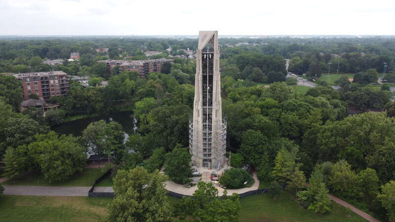 Naperville Carillon under construction in July 2021.