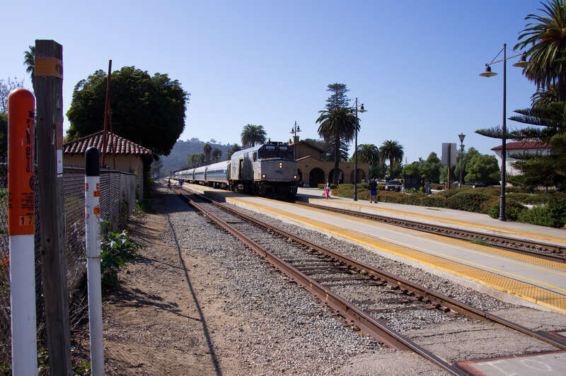 The Amfleet-based Pacific Surfliner set at Santa Barbara in 2011