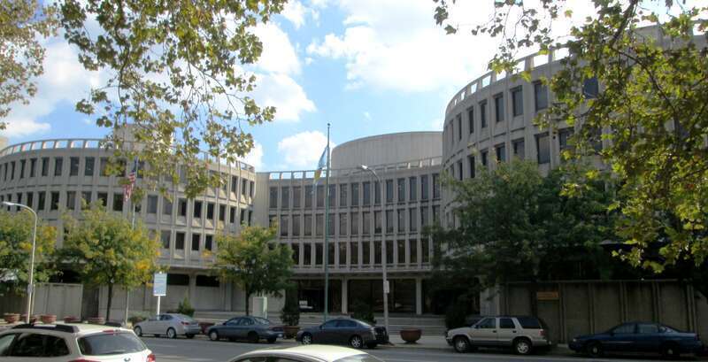 The Philadelphia Police Administration Building at 700 Race Street between N. 7th and N. 8th Street near the Chinatown neighborhood of Philadelphia, nicknamed "The Roundhouse", was built 1963 and was designed by Geddes, Brecher, Qualls &amp;
