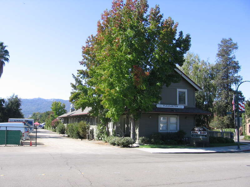 The former Pleasanton Station of the Southern Pacific Transportation Company in Pleasanton, California, USA.