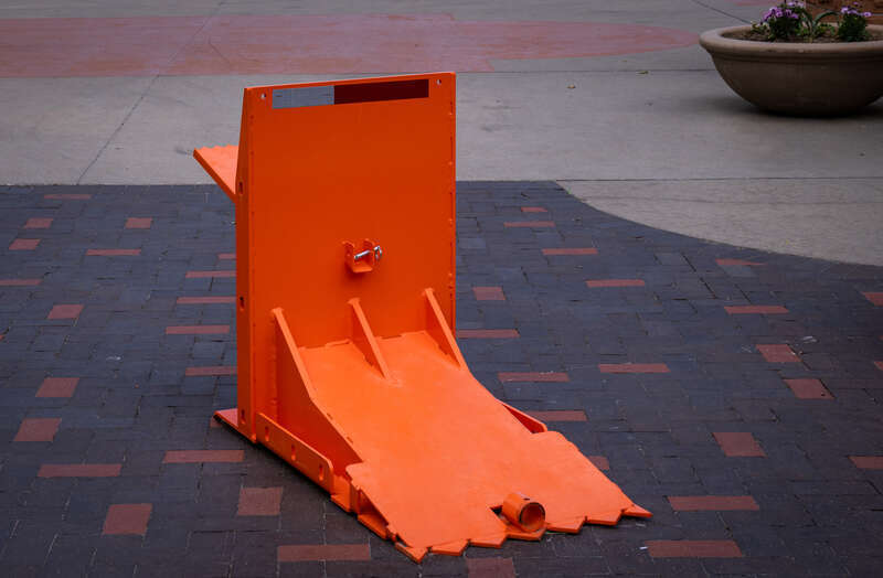 A portable car stopping device in Cheyenne, Wyoming.