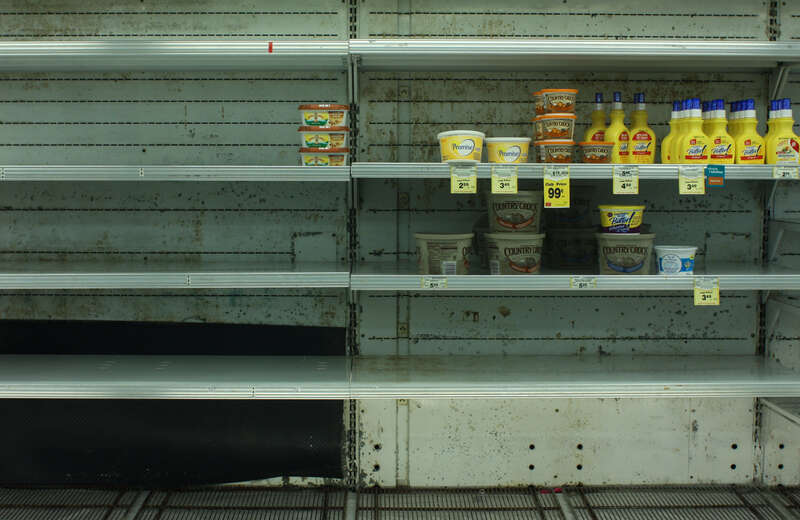 That's all that's left - butter and grime - as the Shattuck Safeway in North Berkeley closes for remodeling.