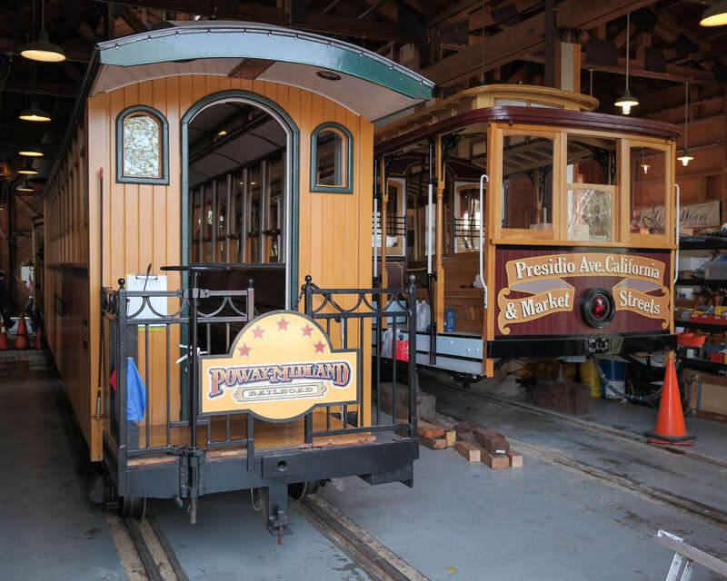 A view of the Poway Midland Railroad at the barn in Poway, California