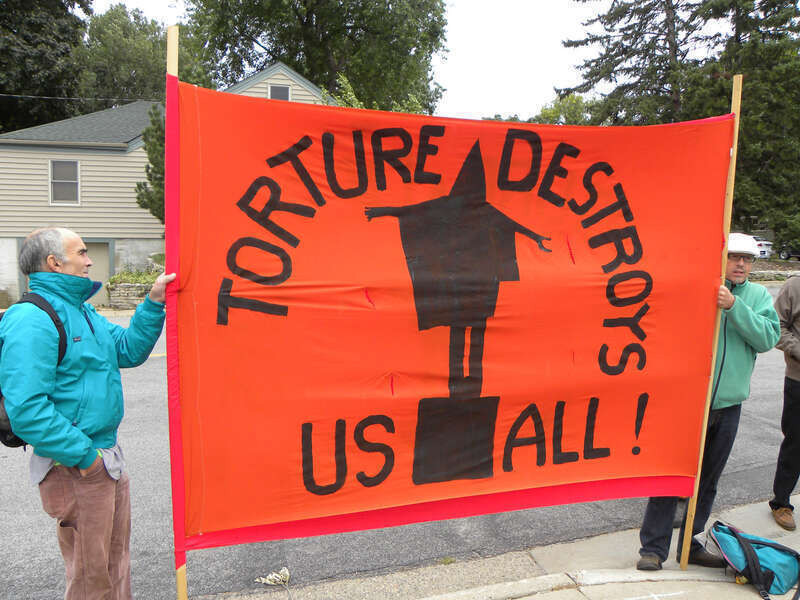 St. Louis Park, Minnesota
September 21, 2011
Former President George W. Bush spoke at a fundraiser for Beth El synagogue in St. Louis Park. The event was limited to an attendance of 250 people with tickets starting at $1240. The protesters say Bush