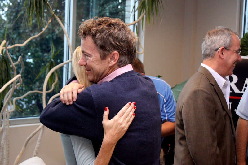United States Senate candidate Rand Paul at the Bowling Green Regional Airport on the final day of campaigning, in Bowling Green, Kentucky, hugging his wife, Kelley.
Please attribute to Gage Skidmore if used elsewhere.

Unauthorized use by any
