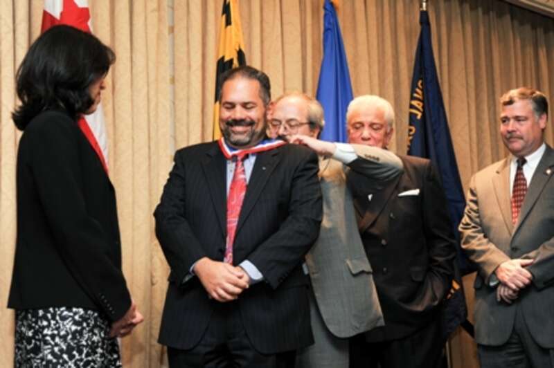 Ray Suarez receiving his Distinguished Eagle Scout Award