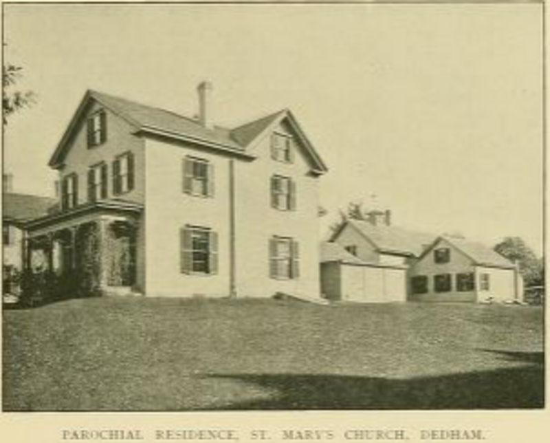 The 1867 rectory of St. Mary's Church in Dedham, Massachusetts. It has since been torn down and replaced.