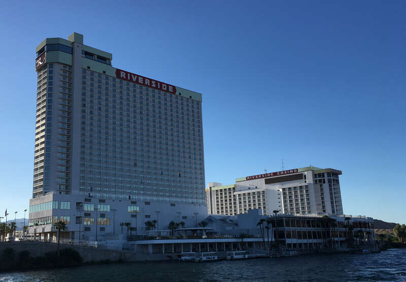 The Riverside Resort Hotel &amp; Casino, as seen from the Colorado River in 2018