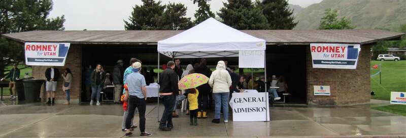 Pavilion used for a Mitt Romney senatorial campaign event.
