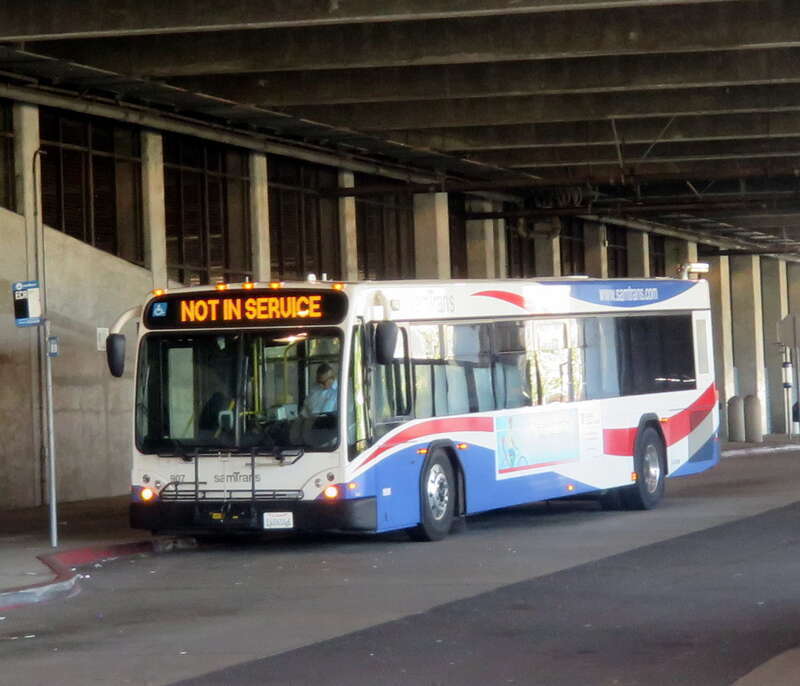 SamTrans bus at San Bruno station in June 2018