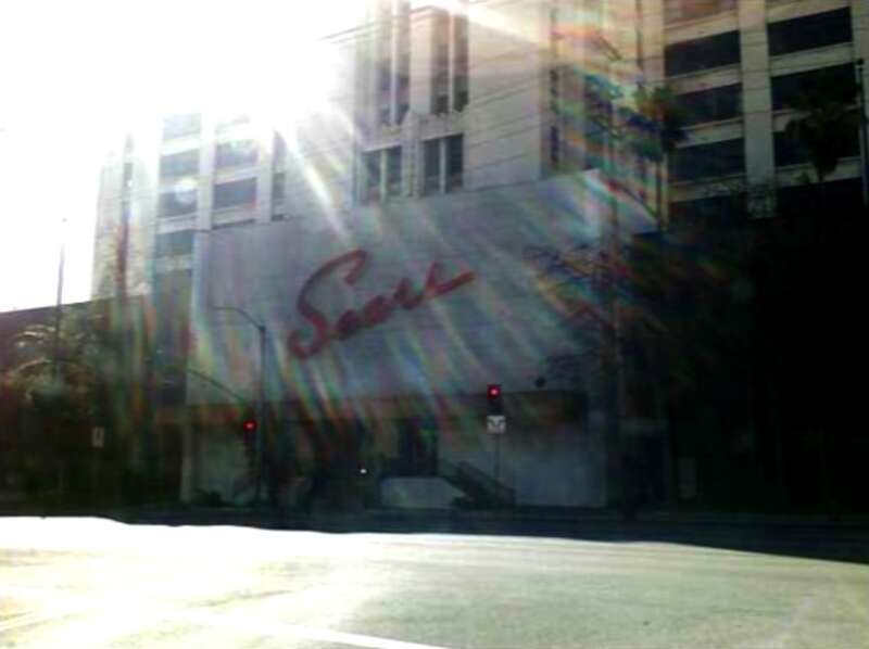 The Sears department store entrance at the U.S. National Register of Historic Places Sears, Roebuck &amp; Company Mail Order Building.  View from the southbound lane of South Boyle Avenue, looking south.This photograph was taken with an unspecified