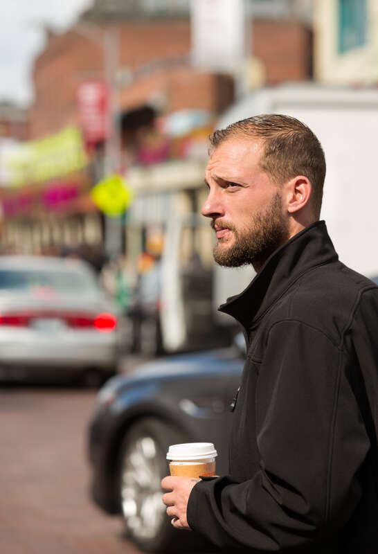 This candid epitomizes Seattle, where people consume more coffee than any other American city. There are 35 coffee shops per 100,000 residents (at least one per commercial block) and Seattleites spend an average of $36 a month on coffee. The first