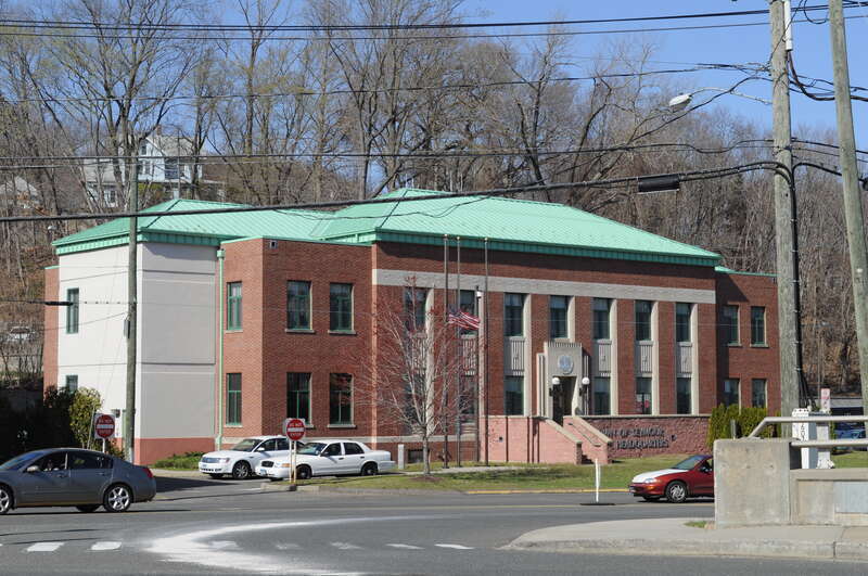 Police headquarters, Seymour, Connecticut. Across the Naugatuck River from downtown.