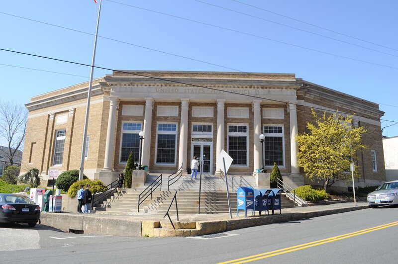 Post office, Seymour, Connecticut. Part of the Downtown Seymour Historic District, which is listed on the National Register of Historic Places.