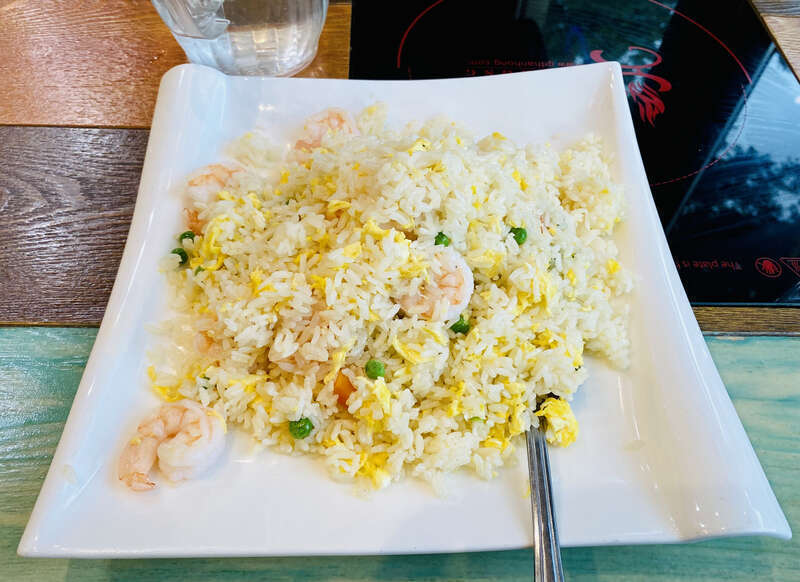 shrimp fried rice from a Chinese Restaurant at San Mateo, California