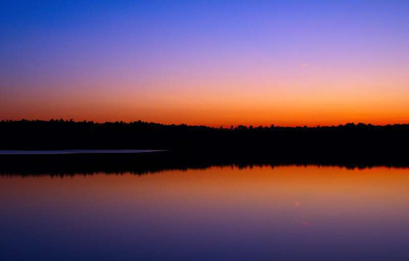Sunset at Spot Pond in Melrose, Massachusetts