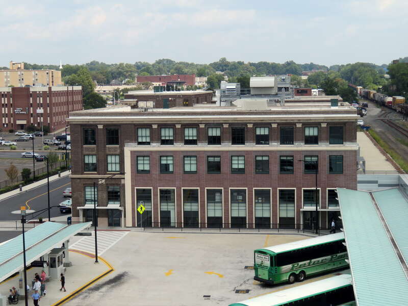 Springfield Union Station from the parking garage in August 2018