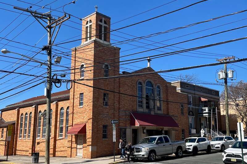 The St. John Nepomucene Roman Catholic Church on Polk Street in Guttenberg, New Jersey.